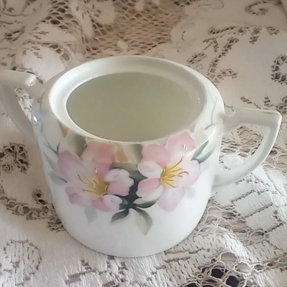 Hand painted Nippon sugar bowl with airplane plants